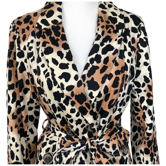 Andrade Collection Leopard Animal Print Trench Coat Rain Coach  Size S - Picture 2 of 11